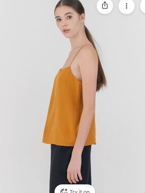 Grana Mustard Silk Spaghetti-Strap Cami